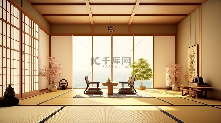 日本风格的房间令人惊叹的室内设