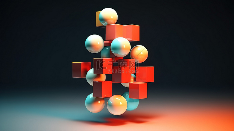 3D 抽象几何形状探索立方体和
