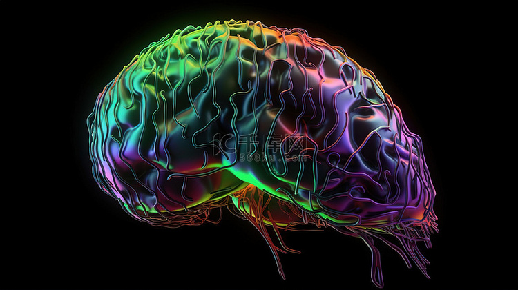 充满活力的大脑 3D 渲染展示