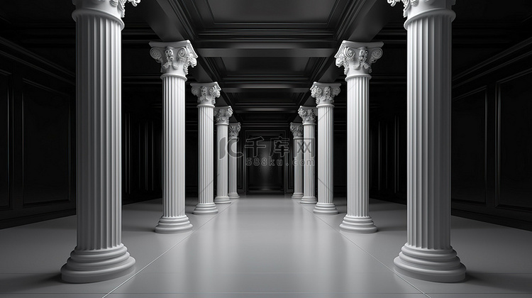 优雅的黑色门和经典的柱子令人惊