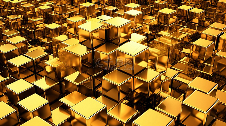 金色 3D 立方体以巨大折扣出售