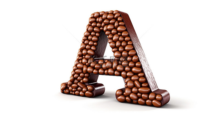字母 a 与巧克力涂层豆糖的 