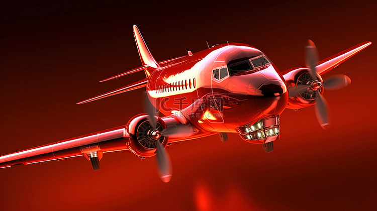 令人难以置信的鲜红色 3D 飞机