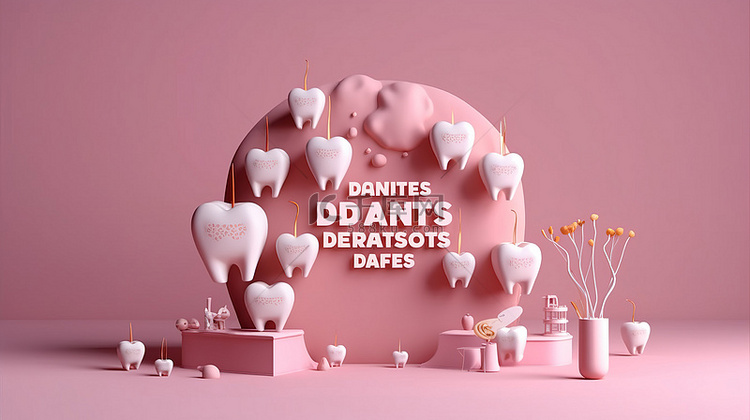 国家牙医日广告活动的 3D 渲