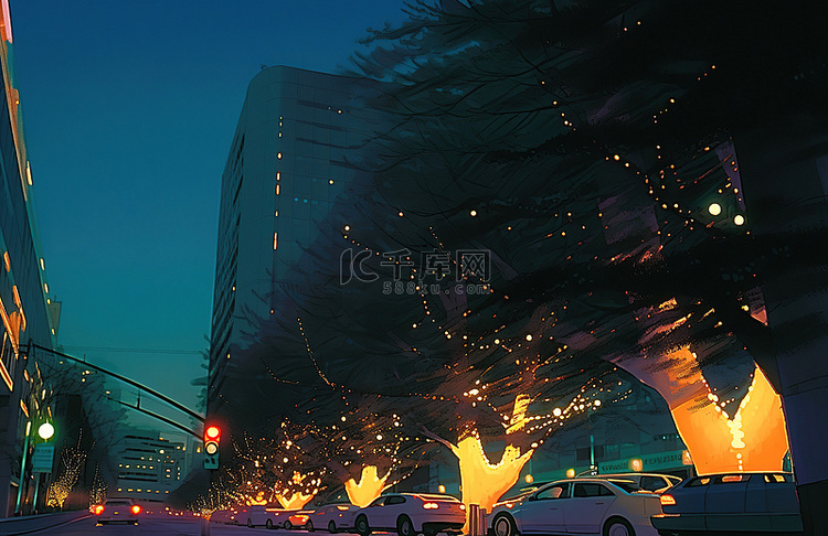 树街灯与夜景