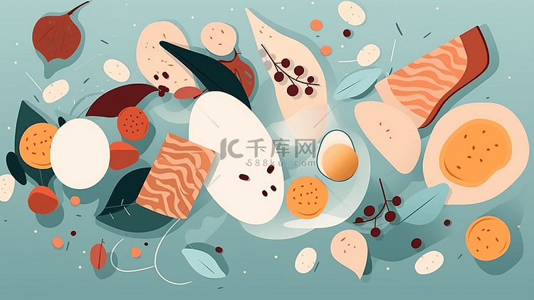 食物抽象插画背景