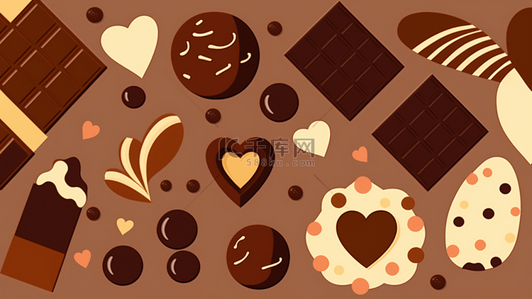 巧克力平面可爱简约背景图