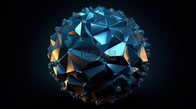 蓝色几何球体多边形抽象概念图标
