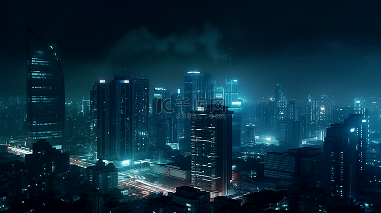 建筑高楼景观楼房夜景城市背景