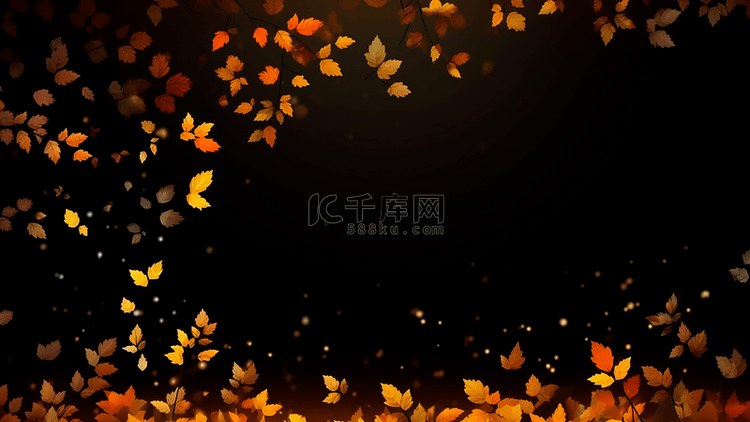 秋天树叶落叶边框广告背景