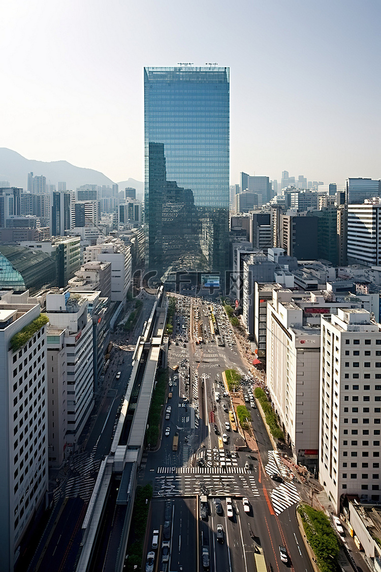 从高层建筑的屋顶看首尔市