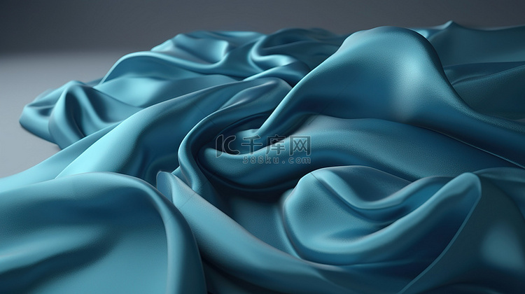 3D渲染插图中的柔软蓝色织物材料