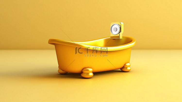 金色沐浴图标 3D 在闪亮的基