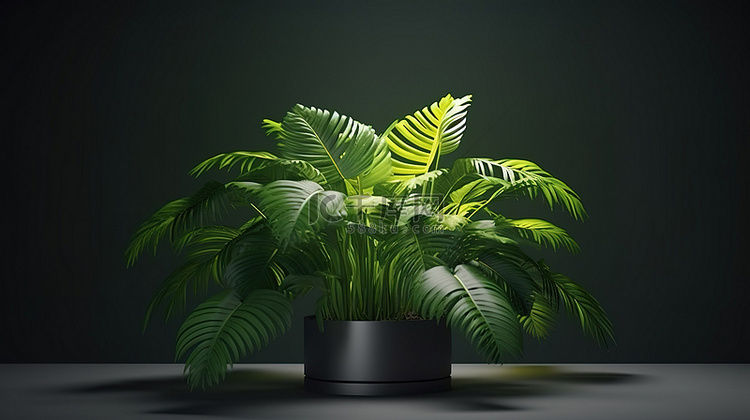 1 绿色植物概念的 3d 渲染