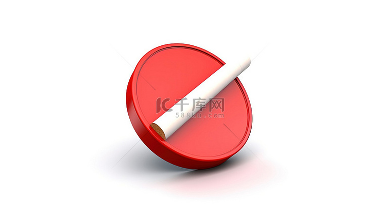 白色背景与禁止吸烟标志的 3D