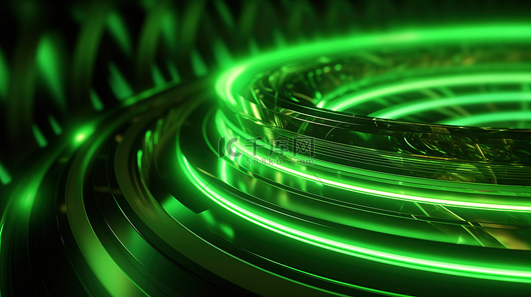 辐射绿灯的抽象背景 3D 插图