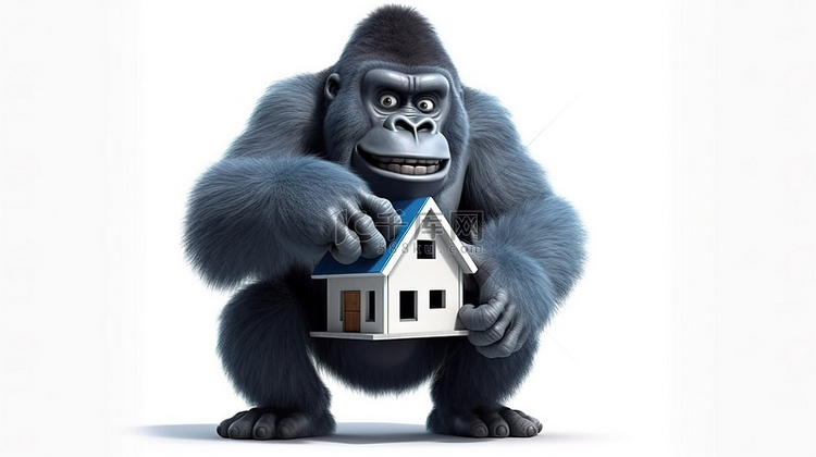 3D 房子里抱着大猩猩，有一个