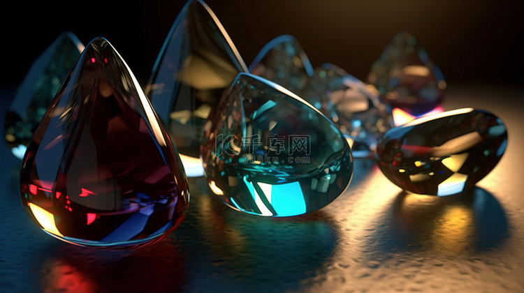 3D 渲染的玻璃形状具有令人惊