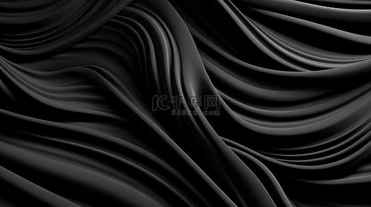 优雅的黑色背景，带有褶皱和漩涡