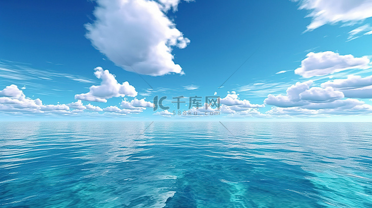 海洋和天空的 3d 渲染