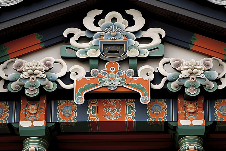 日本建筑城市寺庙的屋顶