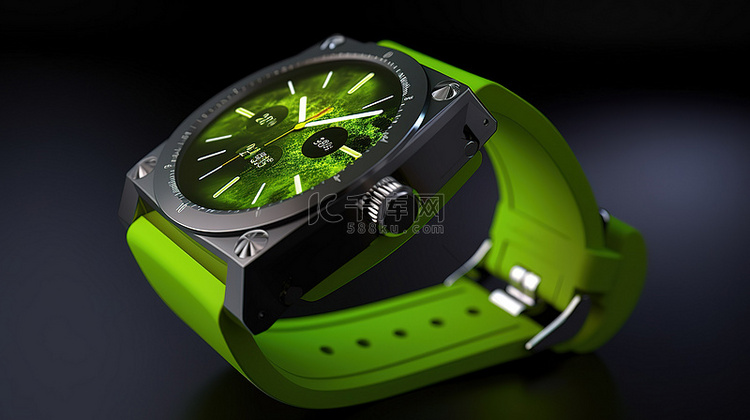 绿色智能手表的 3d 模型