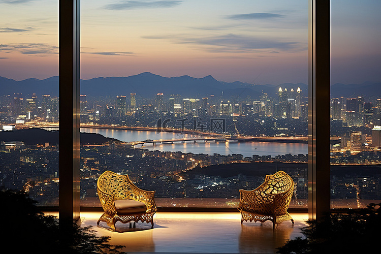 从山顶俯瞰首尔市的照片