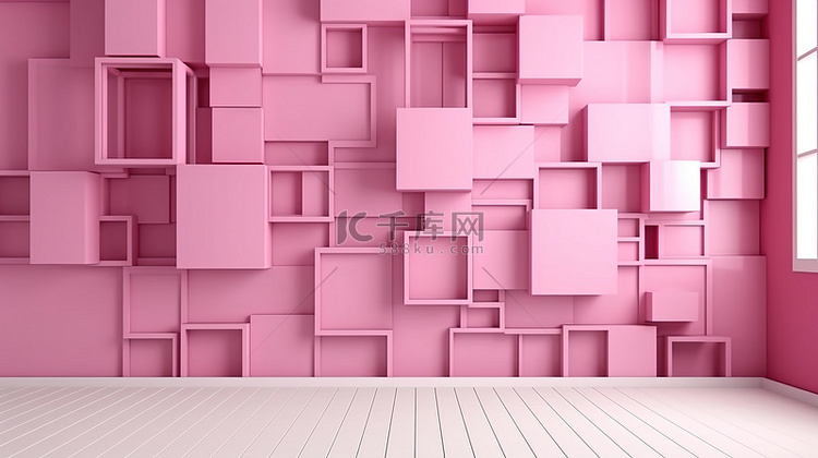 简单的粉红色墙，白色木质背景上