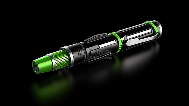 黑色和绿色等距设计荧光笔