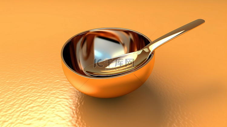 光芒四射的厨房勺子，在 3D 