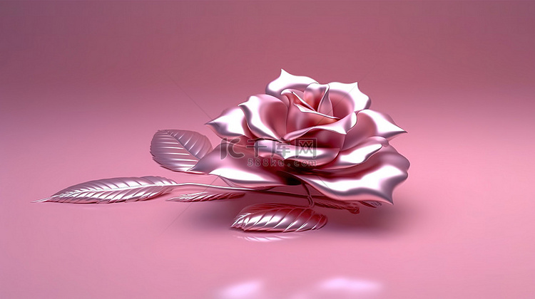 3D 渲染粉红色花卉背景与抽象