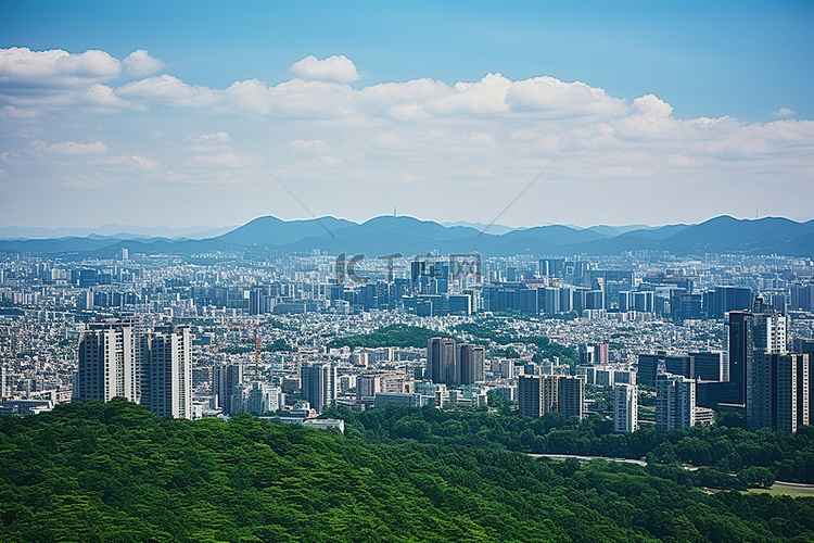 从首尔城市塔看韩国首尔