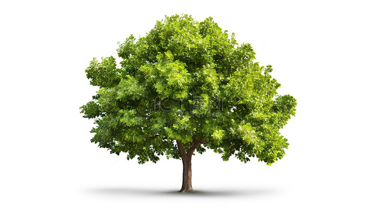 孤立花园元素绿树的 3d 插图