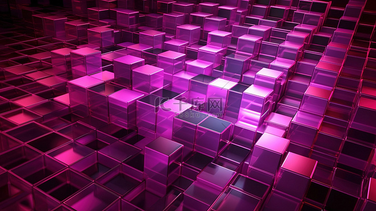 3d 渲染中的未来粉色和紫色网格