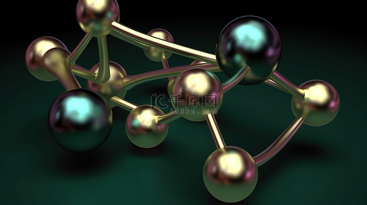 分子中的共价键合 3d 渲染，