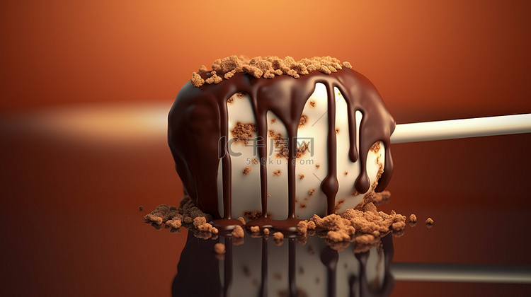 巧克力涂层冰淇淋棒 3d 渲染图像