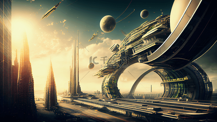 城市未来外星建筑背景