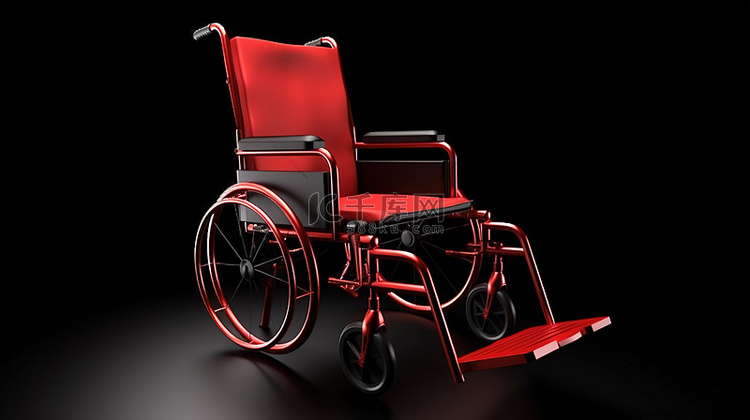 3D 建模中的红色躺椅轮椅