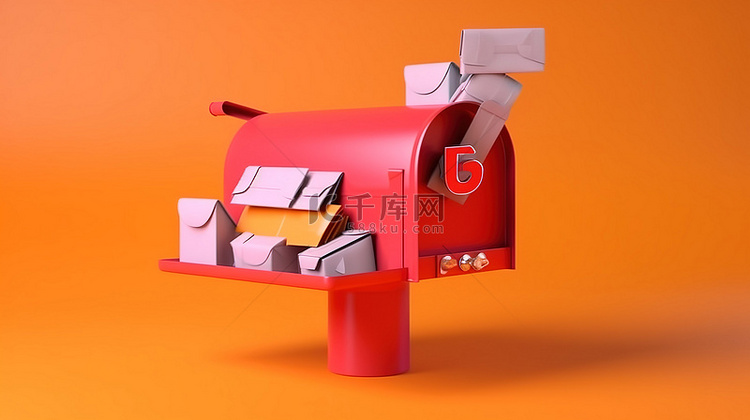 邮箱和信封的 3d 概念
