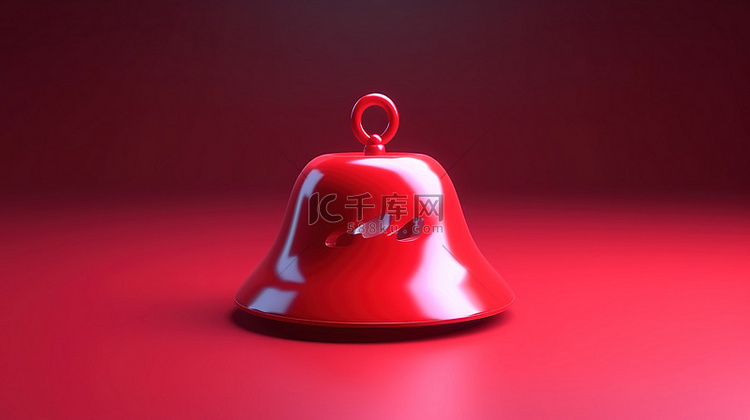 3D 渲染中红色社交媒体符号铃