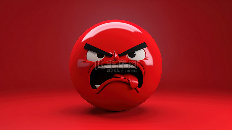 红色社交媒体气球符号的 3D 