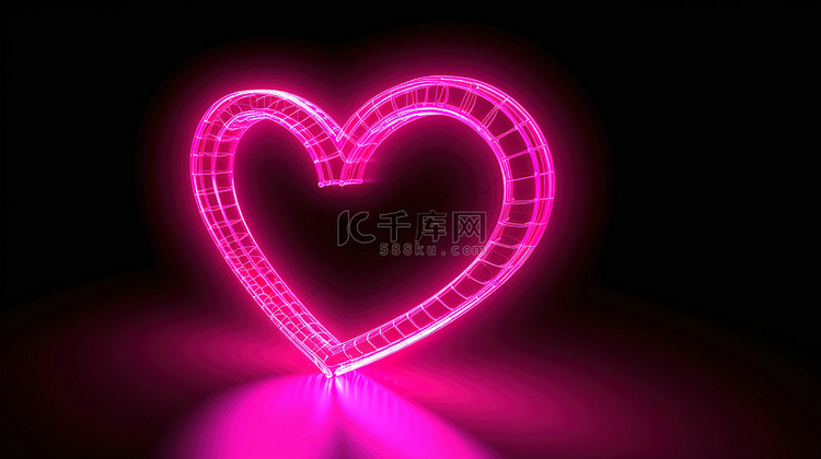 3D渲染中象征爱情和情人节的光