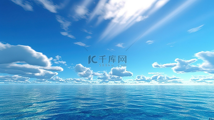 雄伟的海洋和天空的 3d 渲染