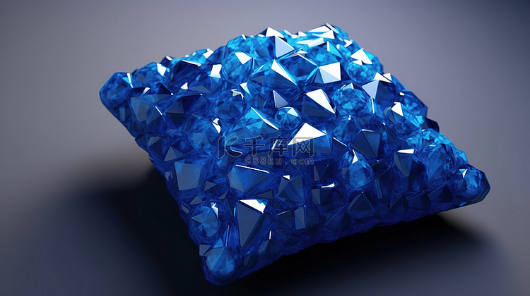 垫形切割蓝色蓝宝石的 3D 渲染