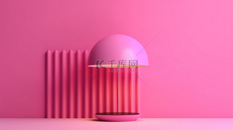 3D 渲染场景中抽象粉色简约灯光