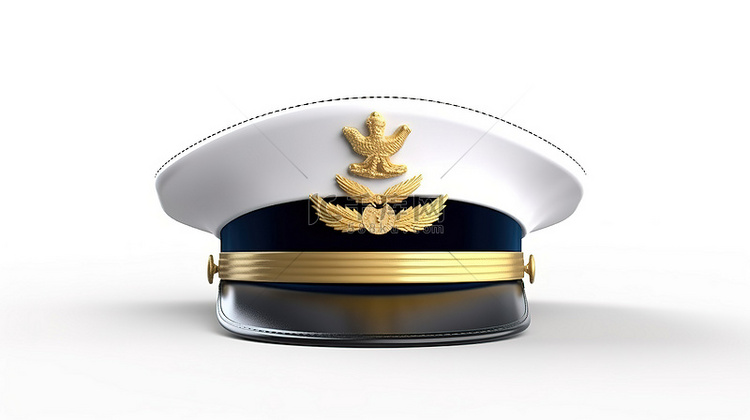 白色背景上海军上将和军官帽子的