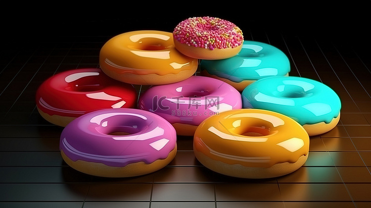 3D 渲染的甜甜圈图表信息图表