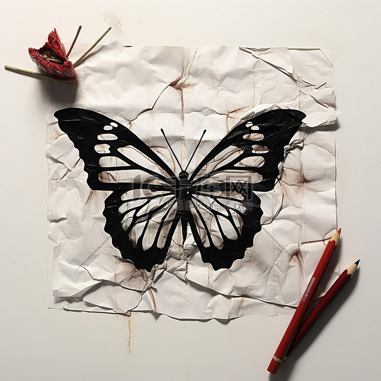 用铅笔在纸上画蝴蝶