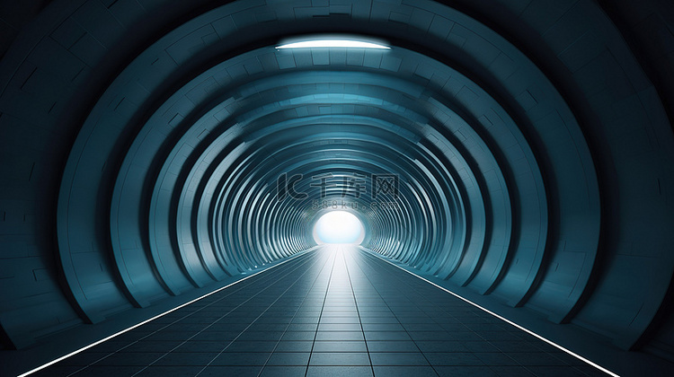 抽象建筑隧道的 3d 插图