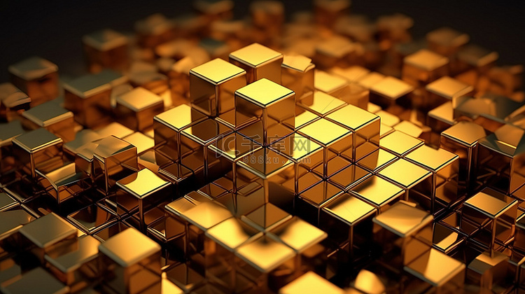 黄金价格上涨的 3D 渲染等距视图
